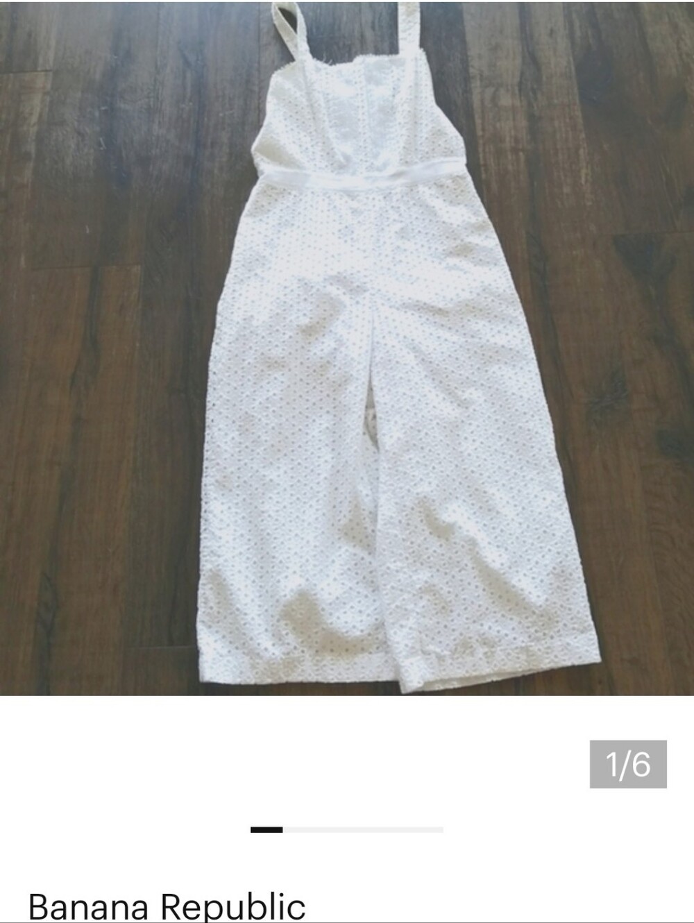 Banana Republic Eyehole Lined Petite Cropped White Jumpsuit